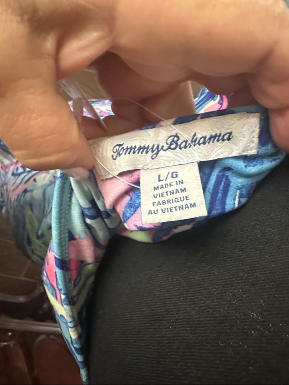 Tommy Bahama Blue Pink Green Tropical Halter Backless Wrap Dress - Picture 4 of 5
